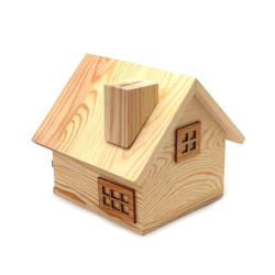 Wooden Box 143x140x130 mm, House-Shaped Piggy Bank