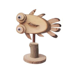 Creative Set with Wooden Discs and Sticks for Crafting a Fish