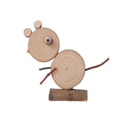 Creative Set with Wooden Discs and Sticks for Crafting a Mouse