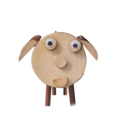 Creative Set of Wooden Discs and Sticks for Making a Pig