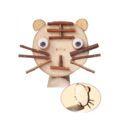 Creative Set with Wooden Discs and Sticks for Crafting a Tiger