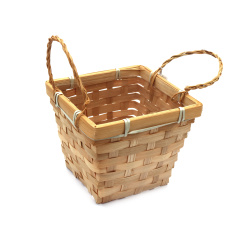 Wicker Planter with Handles and Plastic Liner, 150x100x120 mm, Natural Color