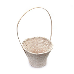 Whitewashed Wicker Basket 230x130x430 mm, White Color
