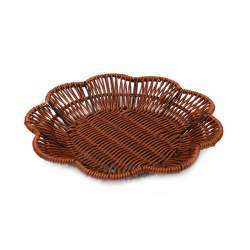 Plastic Wicker Basket Flower Pattern 275x170x45 mm, Brown Color