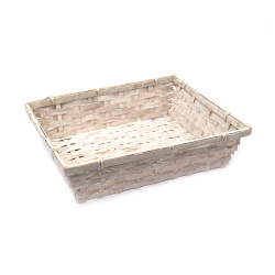 Whitewashed Wicker Basket 300x240x80 mm, White Color