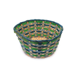 Round Wicker Basket, 280x135 mm, color blue and green.