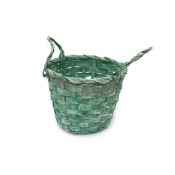 Wicker Planter with Handles, 130x90x90 mm, Green Color