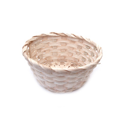 Whitewashed Oval Wicker Basket, 160x80x110 mm, Color White