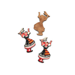 MDF Girl in a Traditional Costume Figurine for Decoration, 47x25x3mm – 5 Pieces
