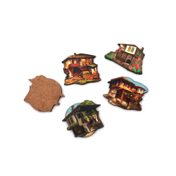 MDF Old Traditional Bulgarian House for Decoration, 2633x3539 mm, Assorted - 5 Pieces