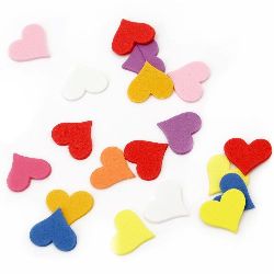 Mixed color foam heart (EVA material), 17x20x2 mm - 20 pieces