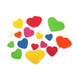 Самозалепващи сърца фоам /EVA материал/ АСОРТЕ форми микс цветове -24 броя