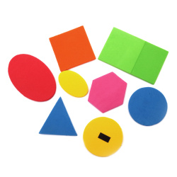 Figuri geometrice magnetice spumă /material EVA/ ASORTATE forme amestecă culori - 13 bucăți