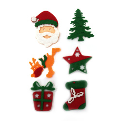 Self-adhesive Christmas felt stickers ranging from 45 to 62 mm - 6 pieces
