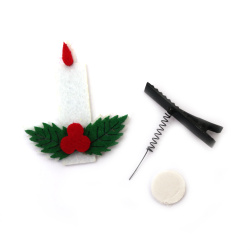 Σετ διακοσμητικά κλιπ "DIY" Χριστουγεννιάτικο κερί από τσόχα - 2 τεμάχια