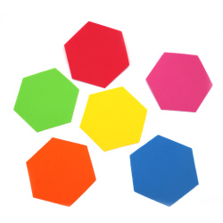 Hexagon of Foam /EVA material/ 140x120 mm ASSORTED -12 pieces