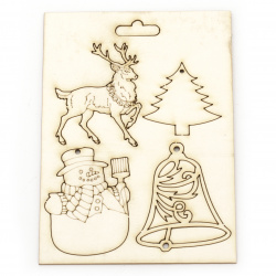 Set of Christmas Chipboard Elements / 4 Figures from 30x35 mm to 70x75 mm