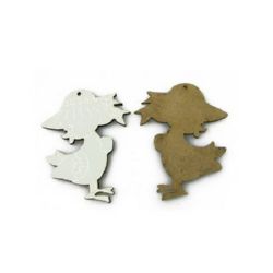 Figura din MDF alb pentru decorare rața cu palarie 55x70x3 mm