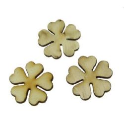 Wooden flower figurine for decoration 30x3 mm.- 10 pieces