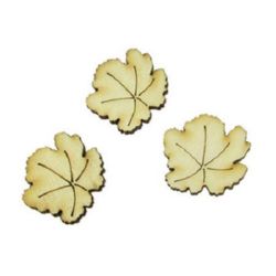 DIY Wooden embellishment leaf 30x25x3 mm - 10 pieces