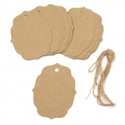 Kraft Cardboard Tags with jute cord 6x8 cm -12 pieces