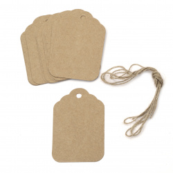 Kraft Cardboard Tags with jute cord 5.8x8.5 cm -12 pieces