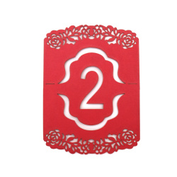 Numere de masă din carton perlat nr. 2 105x100 mm roșu