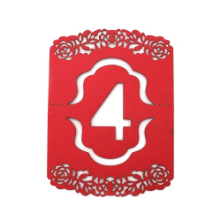 Table Numbers from Pearl Cardboard -  No 4 105x100 mm red
