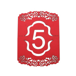 Numere de masă din carton perlat nr. 5 105x100 mm roșu