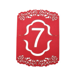 Table Numbers from Pearl Cardboard -  No 7 105x100 mm red