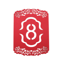 Numere de masă din carton perlat nr. 8 105x100 mm roșu