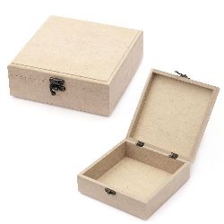 MDF wooden case  with clasp for decoration 18x18x7 cm