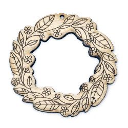 Wooden Embellishment wreath 80x3 mm hole 2.5 mm -2 pieces