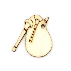 Wooden bagpipes for decoration 32x30x3 mm hole 3 mm -10 pieces