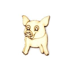 Wooden figurine small pig for decoration  40x25x3 mm - 10 pieces