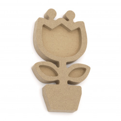 Unfinished MDF figurine for decoration 80x142x15 mm tulip in a pot