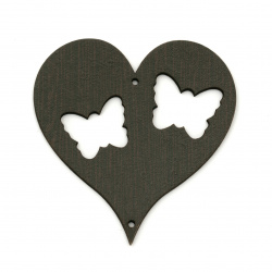 Connecting Element Heart-Shaped MDF, 75x3 mm with 2 mm Hole