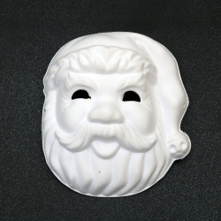 Λευκή μάσκα για διακόσμηση από πεπιεσμένο χαρτόνι Άγιος Βασίλης - 210x230 mm