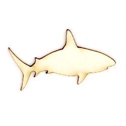 Shark made of chipboard, decorative ornament for scrapbook projects, embossing, painting 25x48x1 mm - 2 pieces