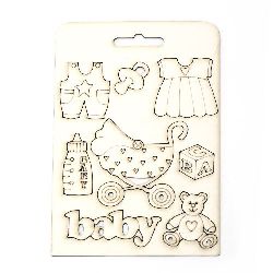 A set of 8 Chipboard Elements /  Baby Accessories