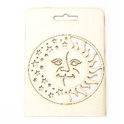 Round figure with face Day and night from chipboard 11 cm