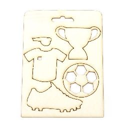 Set of elements of chipboard for football lovers suitable for cards, albums, frames