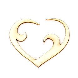 Heart of chipboard with curved ornaments 45x50x1 mm - 2 pieces