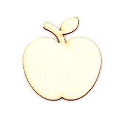 Apple made of chipboard for art decoration, scrapbook projects 50x45x1 mm - 2 pieces