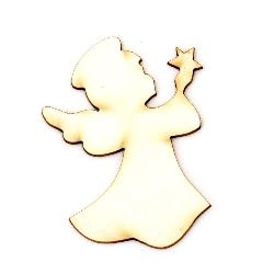 Angel made of chipboard, laser cut element for Christmas decorations 50x40x1 mm - 2 pieces