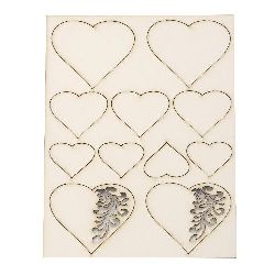 Set of elements of chipboard hearts for handmade hobby projects