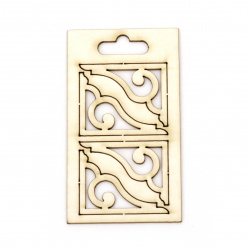 Set of elements of chipboard, corner  ornaments for albums, festive cards decoration 35x20 mm - 4 pieces