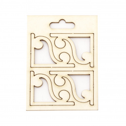 Set of elements of chipboard, angle with curved ornaments 35x30 mm - 4 pieces