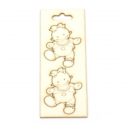 Cute Chipboard Baby-girl for Scrapbook and Decoration / 50x37 mm - 2 pieces