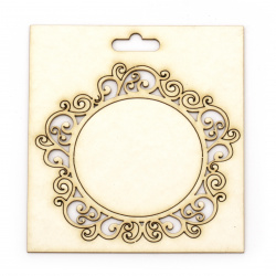 Chipboard Element / Round Frame with Ornaments / 80x85 mm